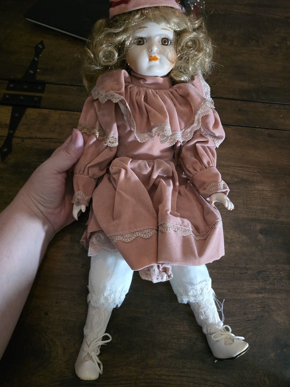 Porcelain Collector Doll in Dusty Rose Dress